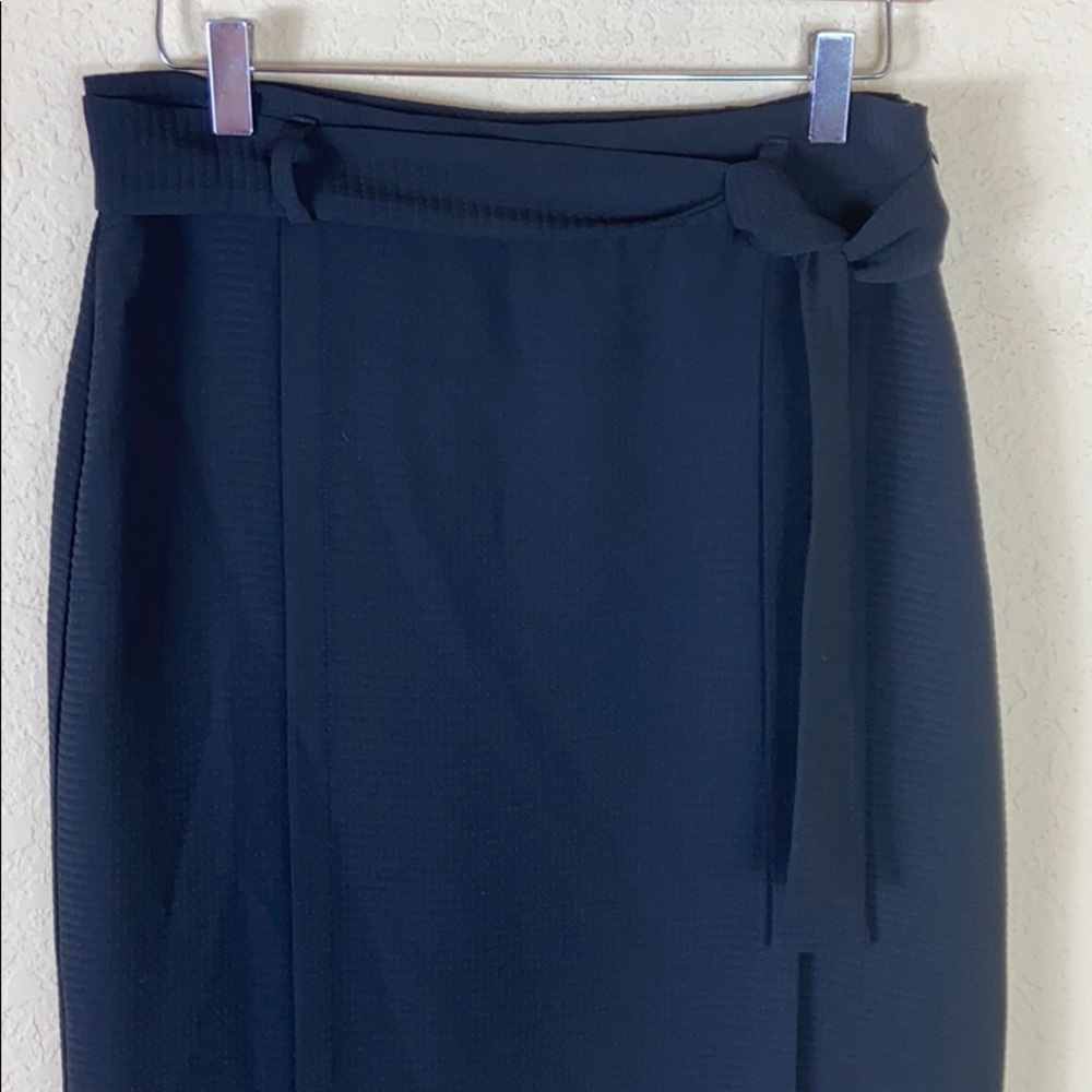 Topshop black midi high waist tie straight skirt 8 - Picture 1 of 8